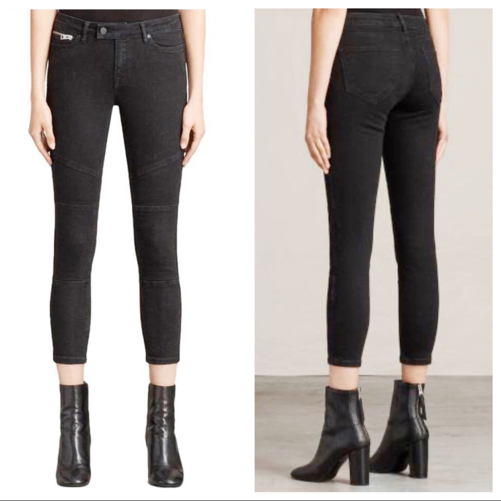 ALL SAINTS Washed Black Biker Fit Skinny Jeans 25 - Picture 3 of 13